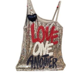 Justice Red and White Sparkle Tank Top